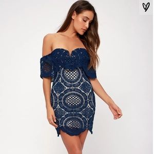 BELLISSIMO LACE OFF-THE-SHOULDER BODYCON DRESS